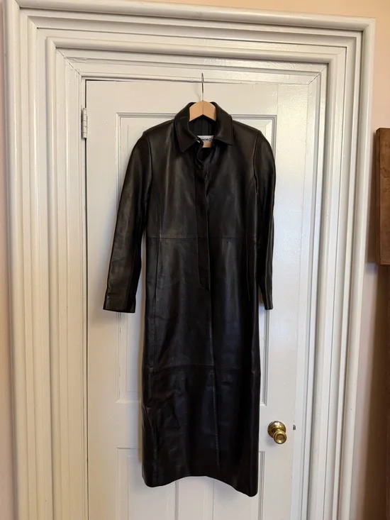 Nour Hammour Gotham Sleek Leather Coat - Picture 2 of 5